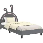 vidaXL Kinderen bedframe met hoofdboard Lichtgrijs 80 x 200 cm PU