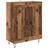 vidaXL Highboard 2 pcs Oudhout 69,5 x 34 x 180 cm Bewerkt hout en glas