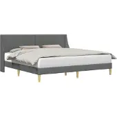 vidaXL Bedframe met hoofdeinde, donkergrijs, 183 x 213 cm, stof