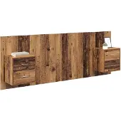 vidaXL Hoofdeinde Met Kast 3 st Oud Hout Bewerkt hout