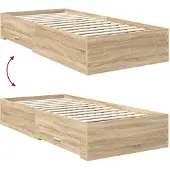 vidaXL Bedframe met lade Sonoma Eik 90 x 190 cm Bewerkt hout