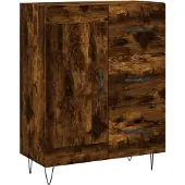 vidaXL Hoge kast 69,5x34x180 cm bewerkt hout gerookt eikenkleurig