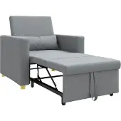 vidaXL Uittrekbare slaapbank eenpersoons Lichtgrijs 90 x 165 x 87 cm