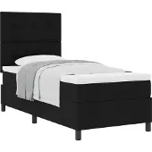 vidaXL Boxspring bed met hoofdeinde Zwart 90 x 190 cm Stof