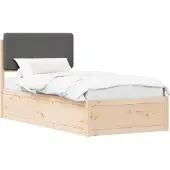 vidaXL Bedframe met Gevoerde Hoofdbord Donkergrijs 90 x 200 cm