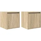 vidaXL Nachtkastjes 2 st wandgemonteerd 38x34x40 cm sonoma eikenkleur