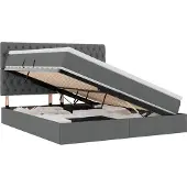 vidaXL LED-bed met opbergruimte en matras, donkergrijs, 160 x 200 cm, met stoffen bekleding