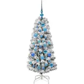 vidaXL Kunstmatige Hinged Kerstboom met 150 LED Groen en Wit 120 cm