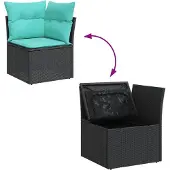 vidaXL 11-delige Loungeset met kussens poly rattan zwart