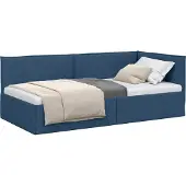 vidaXL Hoek Bed Frame met hoofdeinde Blauw 100 x 200 cm Stof