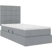 vidaXL LED opbergbed met matras Lichtgrijs 90 x 190 cm Stof