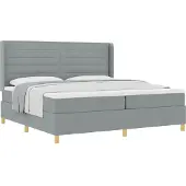 vidaXL Boxspring bed met matras Lichtgrijs 200 x 200 cm Stof