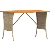 vidaXL Tuintafel met acaciahouten blad 105x75x72 cm poly rattan beige