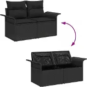 vidaXL Tuinbank Set 9 st 8-Aantal zitplaatsen Zwart