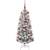 vidaXL Kunstmatige Hinged Kerstboom met 150 LED Groen en Wit 120 cm