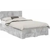 vidaXL Bedframe met lade Beton Grijs 120 x 200 cm Bewerkt hout