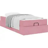 vidaXL Bedframe met matras 2 st Roze Fluweel