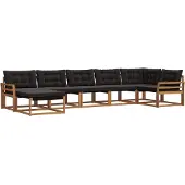 vidaXL Buiten bank set 7 st Natuurlijk en zwart Massief Acacia Hout