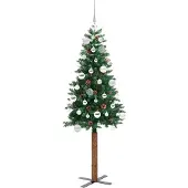 vidaXL Slanke Kerstboom Groen 150 cm PVC en massief dennenhout