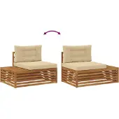 vidaXL Buiten bank set met kussen 7 Stuk Natuurlijk en Beige