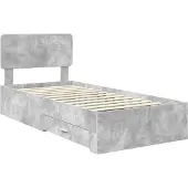 vidaXL Bedframe met lades, betonkleur, 90 x 190 cm, houtvezel