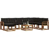 vidaXL Buiten bank set 9 st Naturel en Zwart
