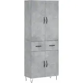 vidaXL Hoge kast 69,5x34x180 cm bewerkt hout betongrijs