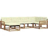 vidaXL Buiten bank set 6 st Natuurlijk en Crème Massief Acacia Hout