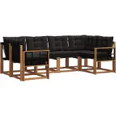vidaXL Buiten bank set 6 st Naturel en Zwart