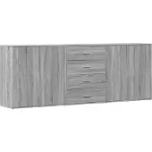 vidaXL Dressoirs 3 st bewerkt hout grijs sonoma eikenkleurig