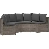 vidaXL Bankstel 2 st Grijs Massief Acaciahout en Poly Ratten