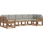 vidaXL Buiten bank set 7 st Naturel en lichtgrijs