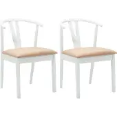vidaXL Eetkamerstoel 2 st Massief Rubberhout Wit en Bruin