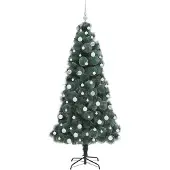 vidaXL Kunstkerstboom met verlichting en ballen set Groen 180 cm PET
