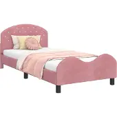 vidaXL Kinderbedframe met hoofdeinde, roze, 90 x 200 cm, fluweel