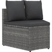 vidaXL 5-delige tuinmeubelset met kussens, van polyrotan, grijs