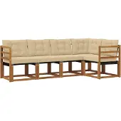 vidaXL Buiten bank set 5 st Natuurlijk en Beige