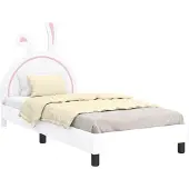 vidaXL Kinderen bedframe met hoofdboard Wit 80 x 200 cm PU