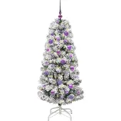 vidaXL Kunstmatige Hinged Kerstboom 150 LED's Groen en Wit 150 cm