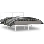 vidaXL Bedframe met hoofdbord metaal wit 150x200 cm