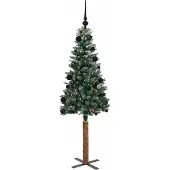 vidaXL Slanke Kerstboom Groen 150 cm PVC en massief dennenhout