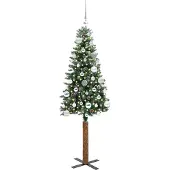 vidaXL Slanke Kerstboom Groen 150 cm PVC en massief dennenhout