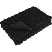 vidaXL Antislip deken van imitatie konijnenbont Olite 4 st Zwart
