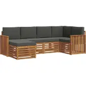vidaXL Buiten bank set 6 st Natuurlijk en Antraciet Polyester