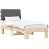 vidaXL Bedframe met Gevoerde Hoofdbord Donkergrijs 90 x 190 cm