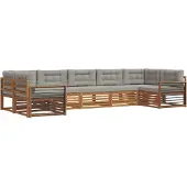 vidaXL Buiten bank set 7 st Natuurlijk en Licht Grijs