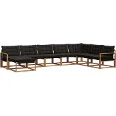 vidaXL Buiten bank set 8 st Natuurlijk en zwart Massief Acacia Hout
