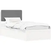 vidaXL Bedframe met gestoffeerde hoofdbord, lichtgrijs, 100 x 200 cm