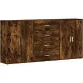 vidaXL Dressoirs 3 st 60x31x84 cm bewerkt hout gerookt eikenkleurig