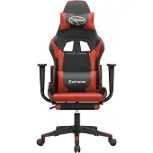 vidaXL Massage gamestoel met voetensteun kunstleer zwart en rood